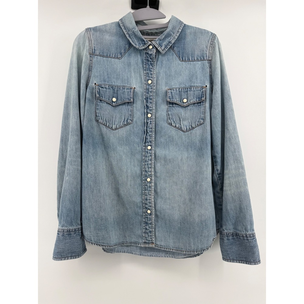Vintage J.Crew Western Denim Pearl Snap Shirt Size 8 Cotton‎  Kids Rugged
